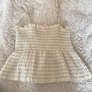 LA Hearts cream and blue striped tank top